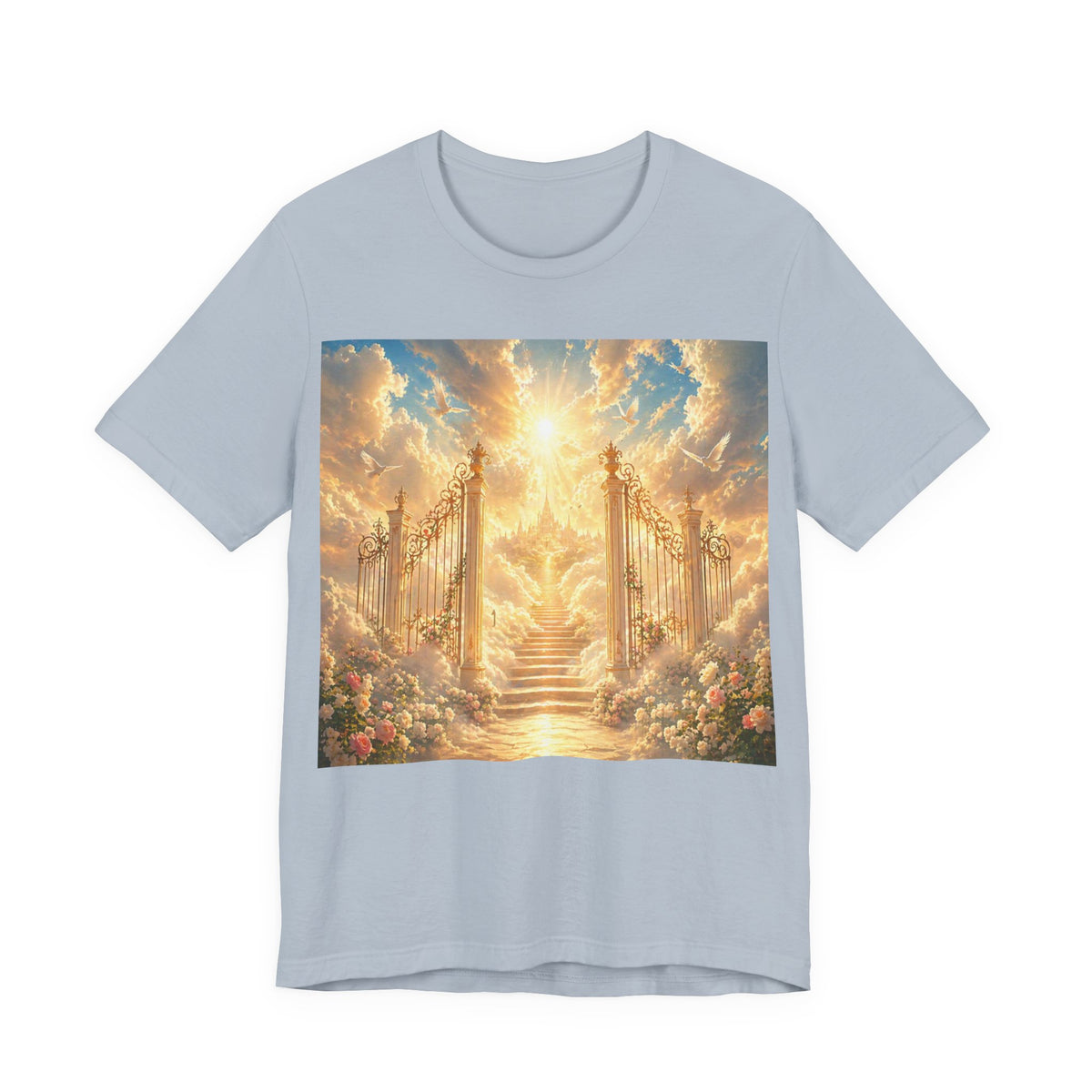 Heavenly Gates Graphic Tee — Celestial Stairs & Sunlight T-Shirt