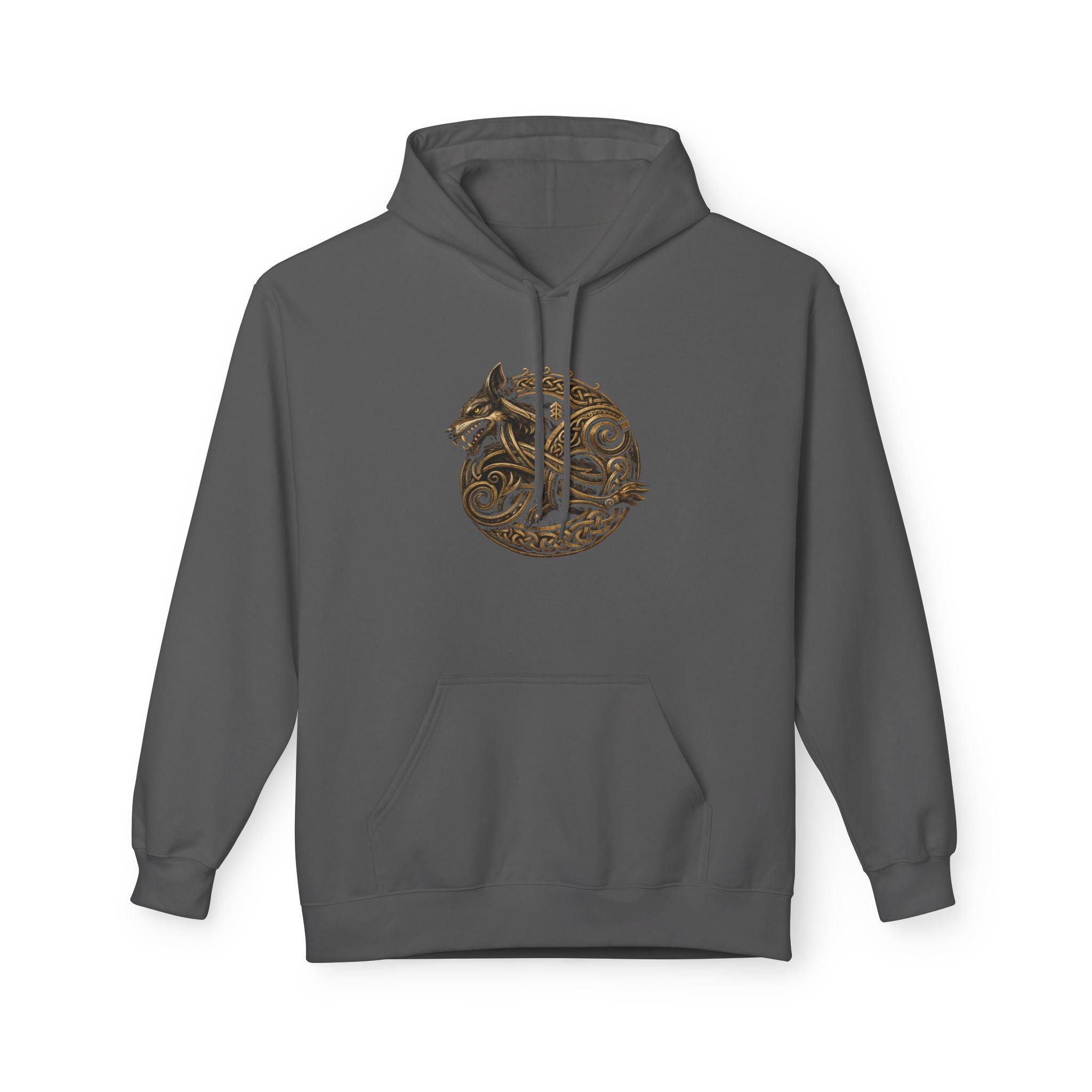 Norse mythology wolve Hoodie – Earth-Tone Celtic Wolf Graphic Pullover