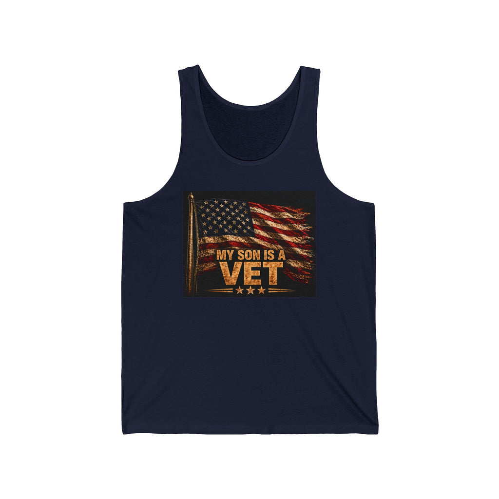 My Son Is a Vet Tank Top – Patriotic American Flag Veteran Tribute