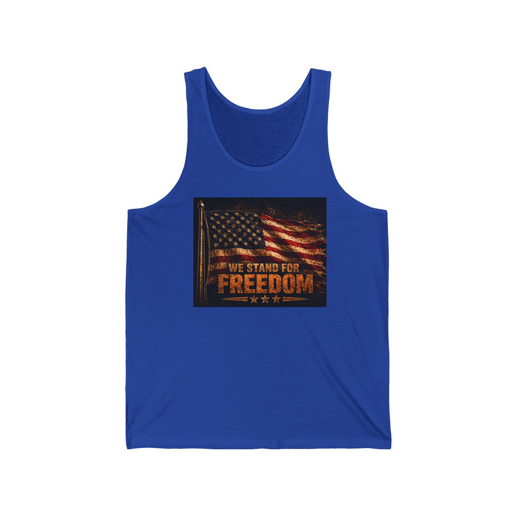 Freedom Flag Tank Top - "We Stand For Freedom" Patriotic American Flag Tee