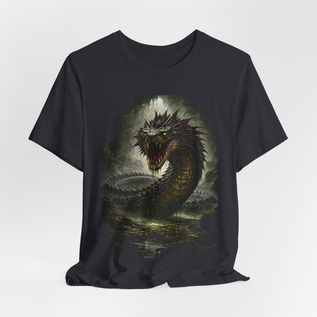 Basilisk Sea Serpent Graphic Tee — Dark Mythical Dragon Shirt