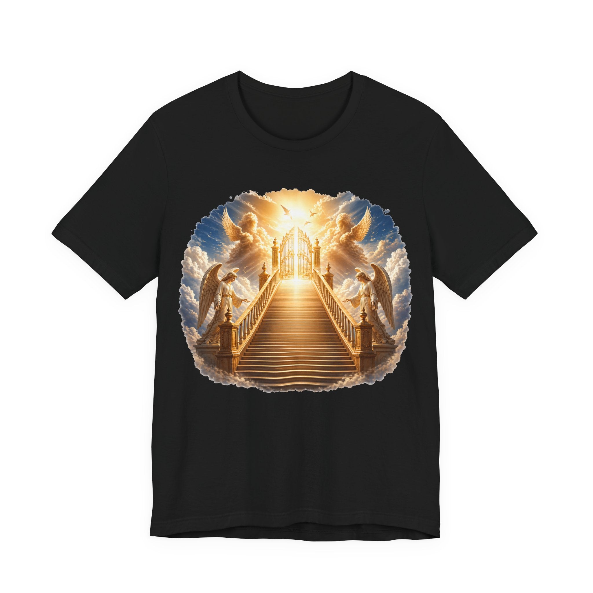 Heavenly Golden Stairway T‑Shirt — Angelic Gates Spiritual Tee