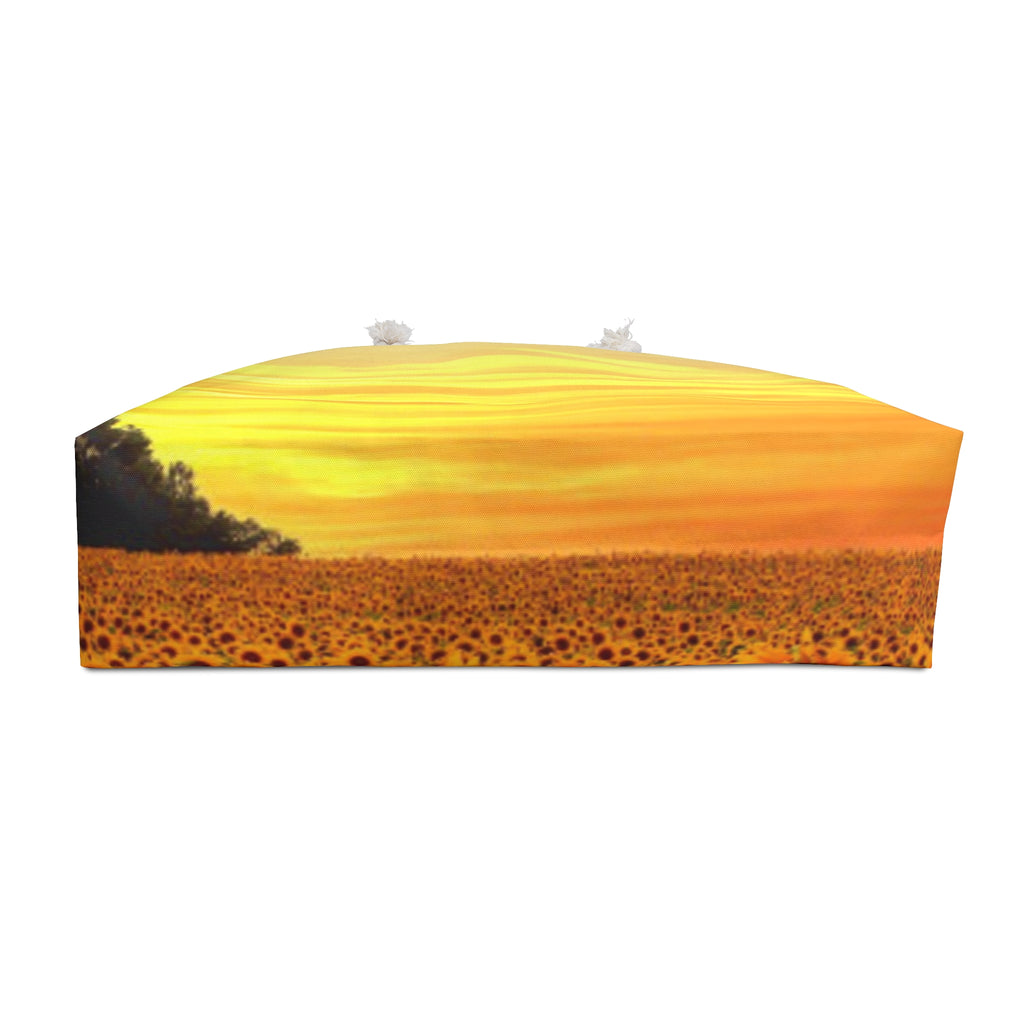 Sunflower Sunset Weekender Bag — Floral Travel Tote for Beach, Weekend Getaways