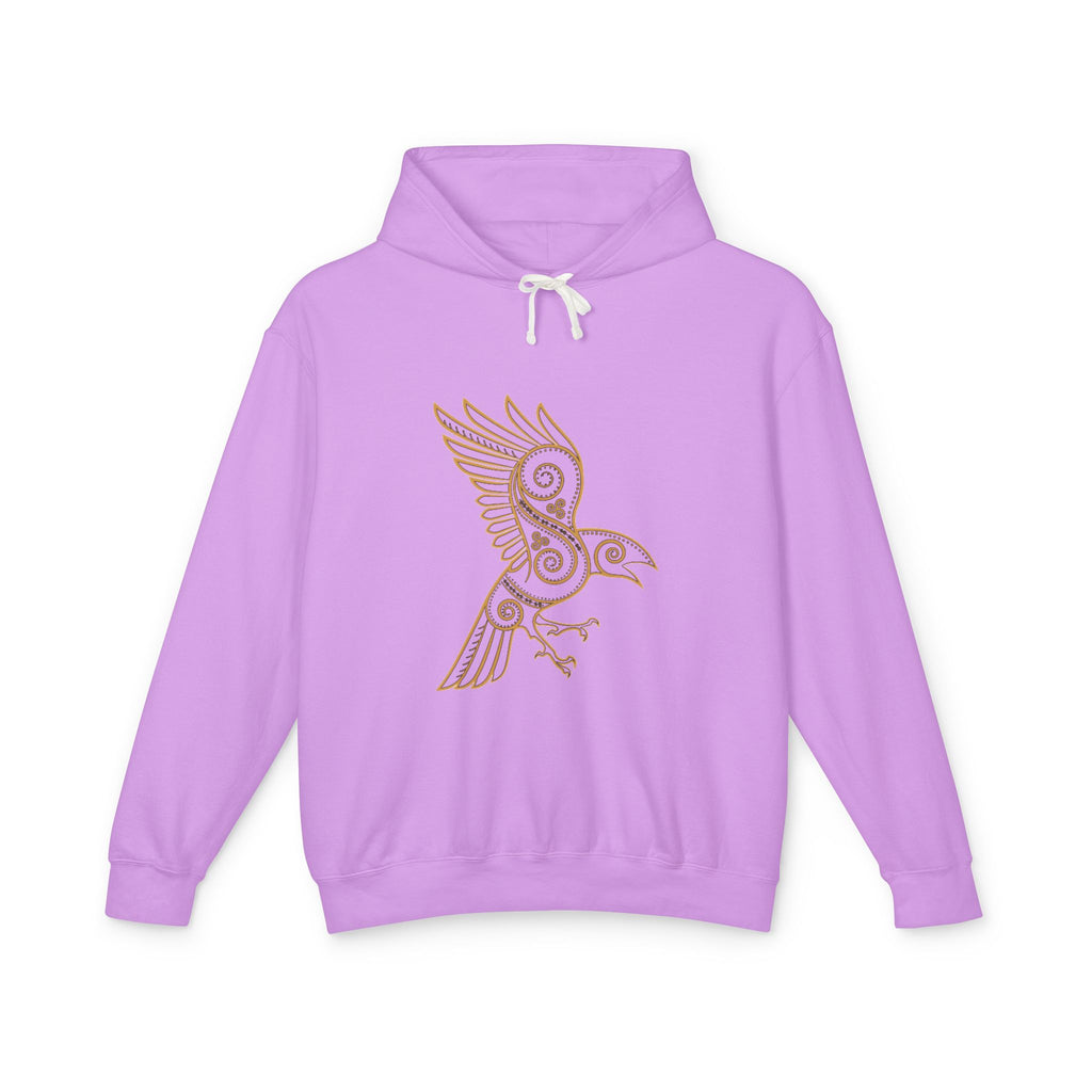 Celtic Raven Hoodie — Minimal Tribal Bird Graphic Lightweight Hooded Sweatshirt