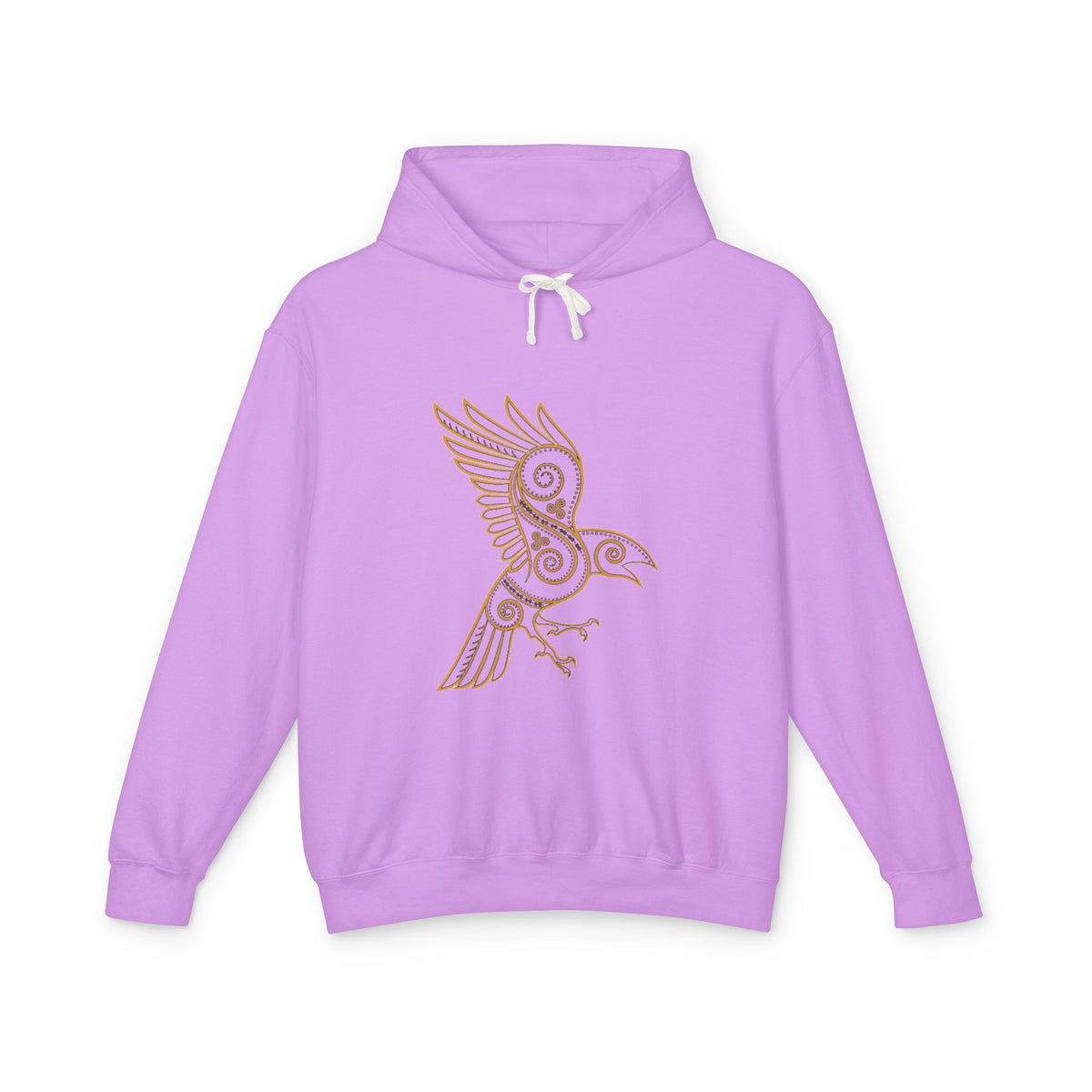 Celtic Raven Hoodie — Minimal Tribal Bird Graphic Lightweight Hooded Sweatshirt