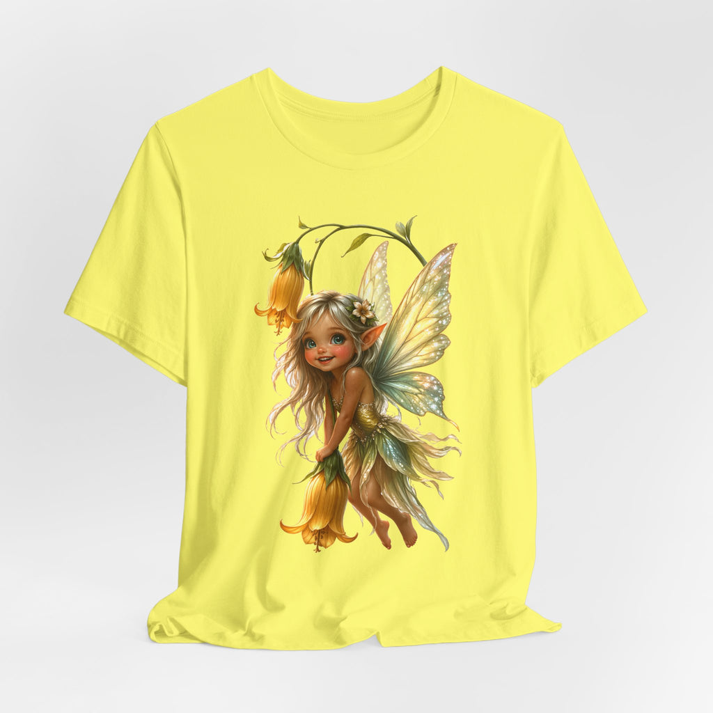 Fairy Flower T-Shirt — Whimsical Yellow Bell Fairy Graphic Tee
