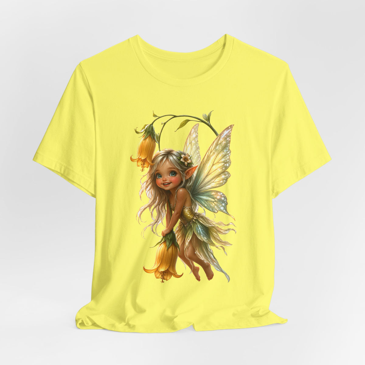 Fairy Flower T-Shirt — Whimsical Yellow Bell Fairy Graphic Tee