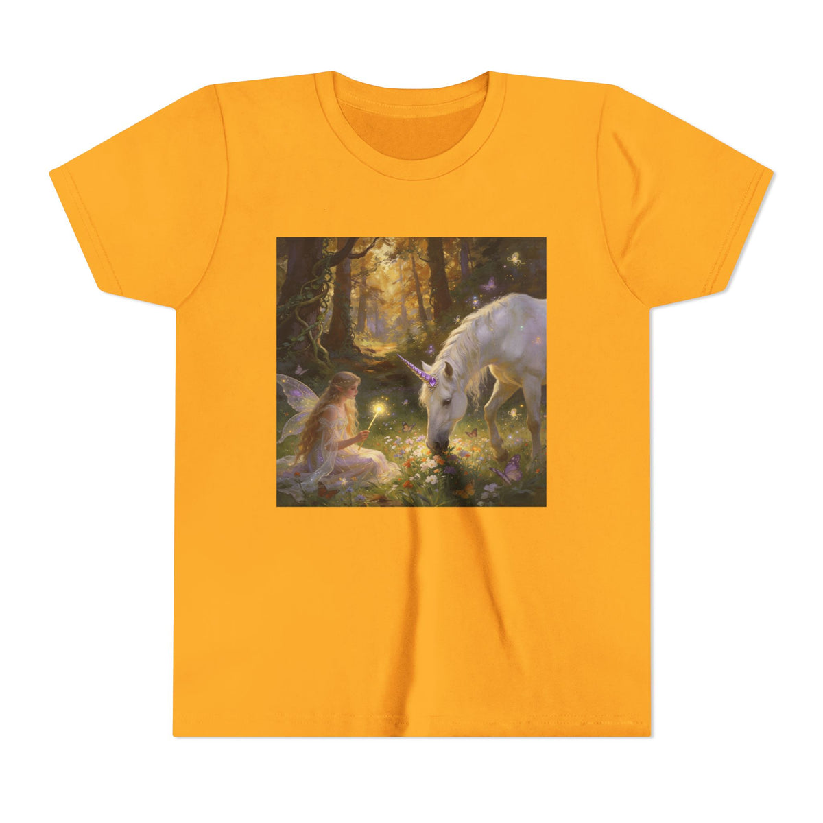 Youth Tee — Enchanted Forest Unicorn & Fairy Graphic