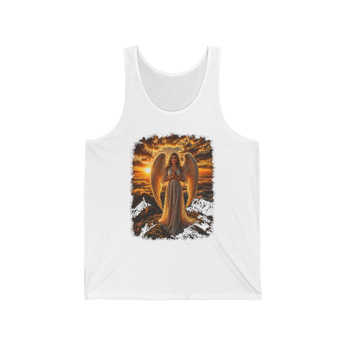 Angel Sunset Tank Top — Serene Guardian Angel Graphic Tank