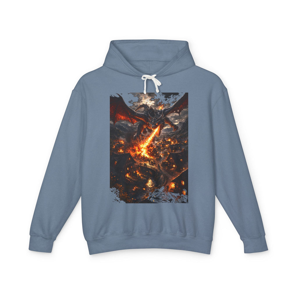 Dragon Fire Graphic Hoodie — Fantasy Lava Dragon Illustration Sweatshirt