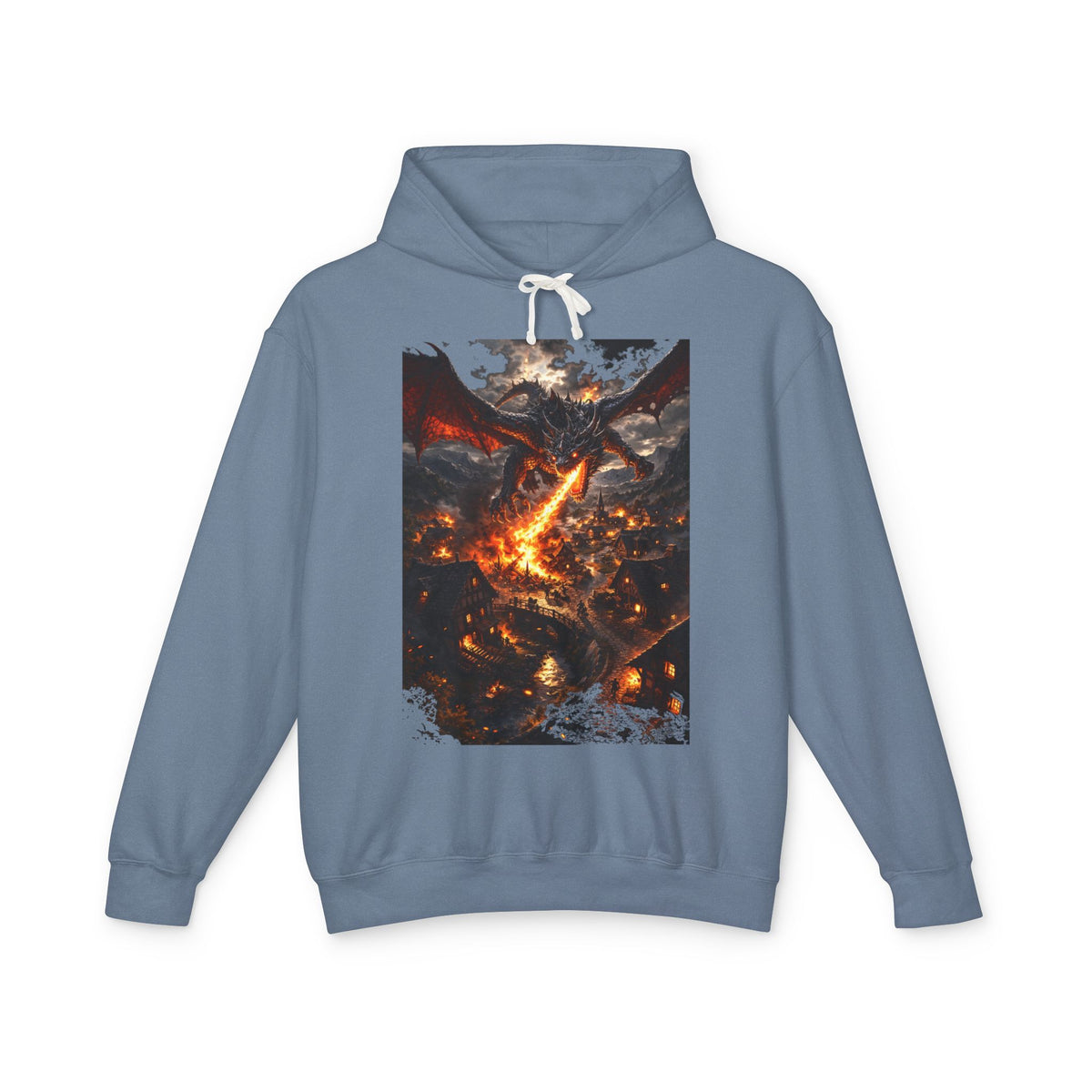 Dragon Fire Graphic Hoodie — Fantasy Lava Dragon Illustration Sweatshirt