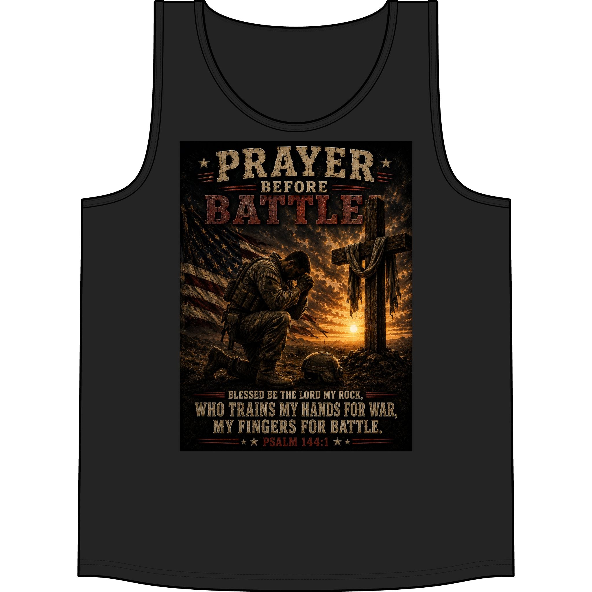 Prayer Before Battle Tank Top – Military Psalm 144:1 Prayer Tank