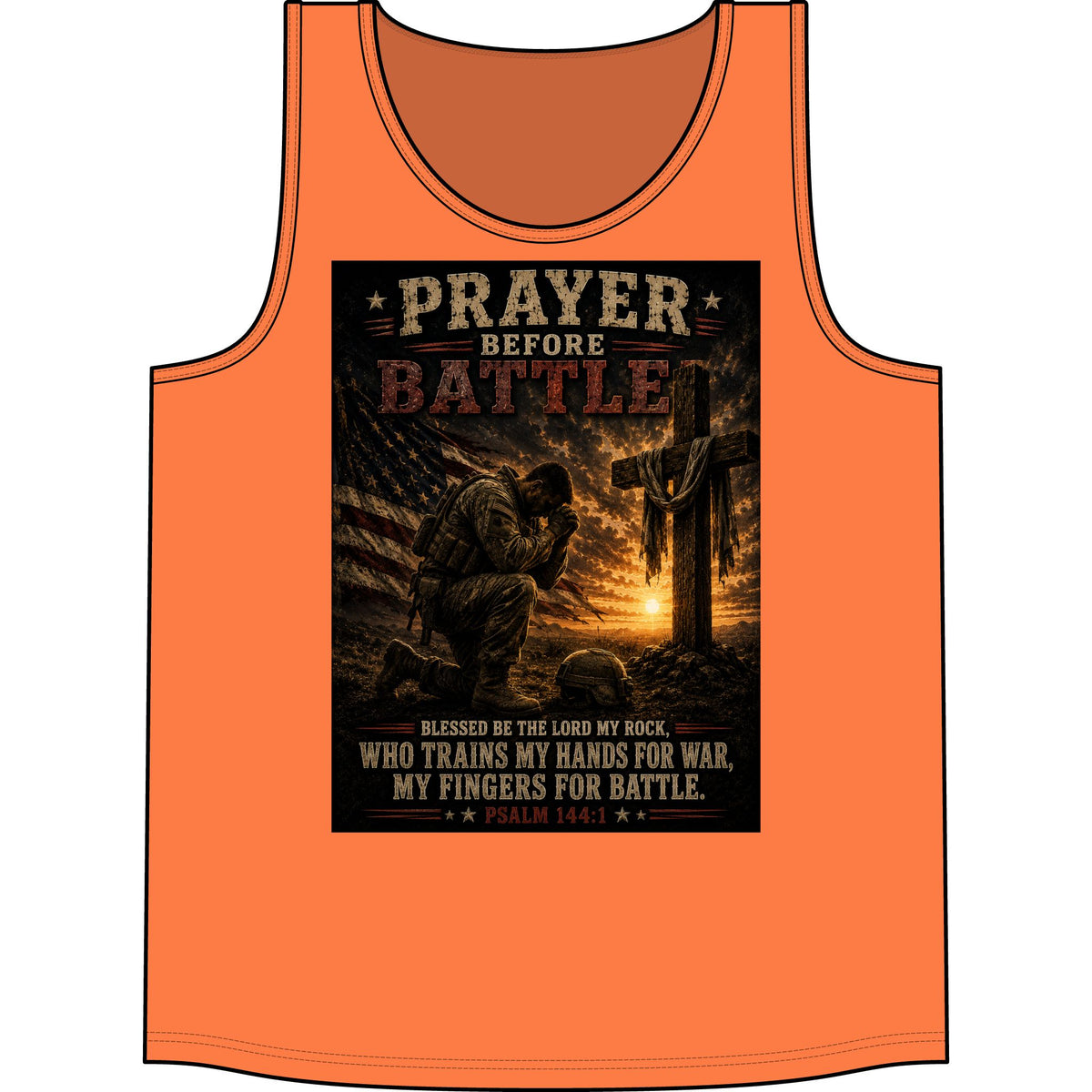 Prayer Before Battle Tank Top – Military Psalm 144:1 Prayer Tank