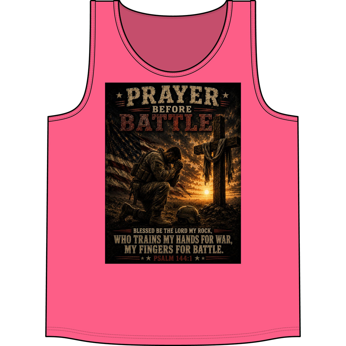 Prayer Before Battle Tank Top – Military Psalm 144:1 Prayer Tank