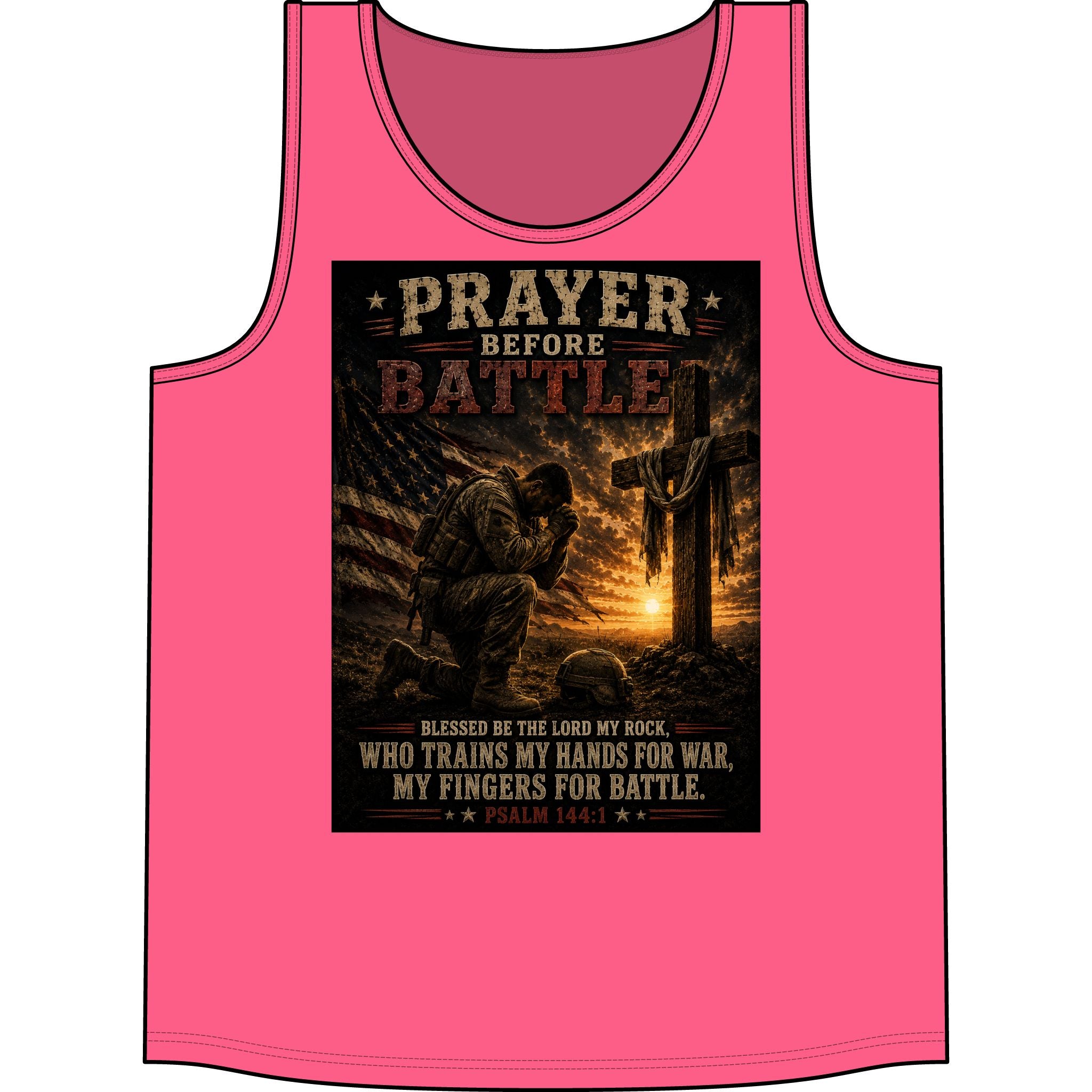 Prayer Before Battle Tank Top – Military Psalm 144:1 Prayer Tank