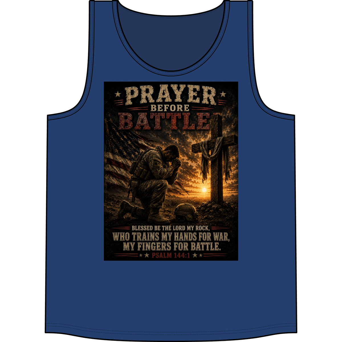 Prayer Before Battle Tank Top – Military Psalm 144:1 Prayer Tank