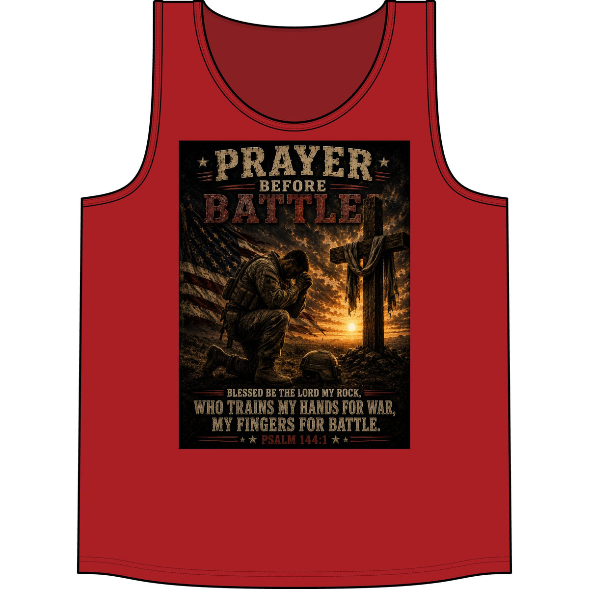 Prayer Before Battle Tank Top – Military Psalm 144:1 Prayer Tank