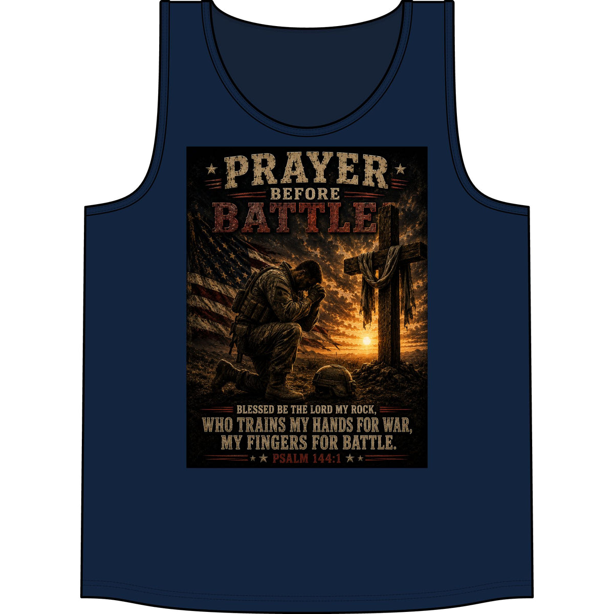 Prayer Before Battle Tank Top – Military Psalm 144:1 Prayer Tank