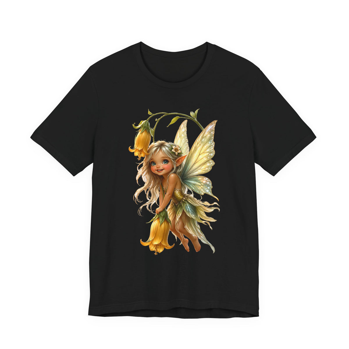 Fairy Flower T-Shirt — Whimsical Yellow Bell Fairy Graphic Tee