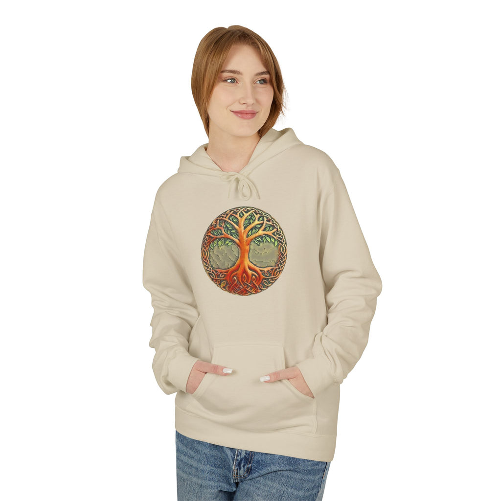Yggdrasil Tree of Life Cotton Hoodie — Vintage Botanical Forest Graphic