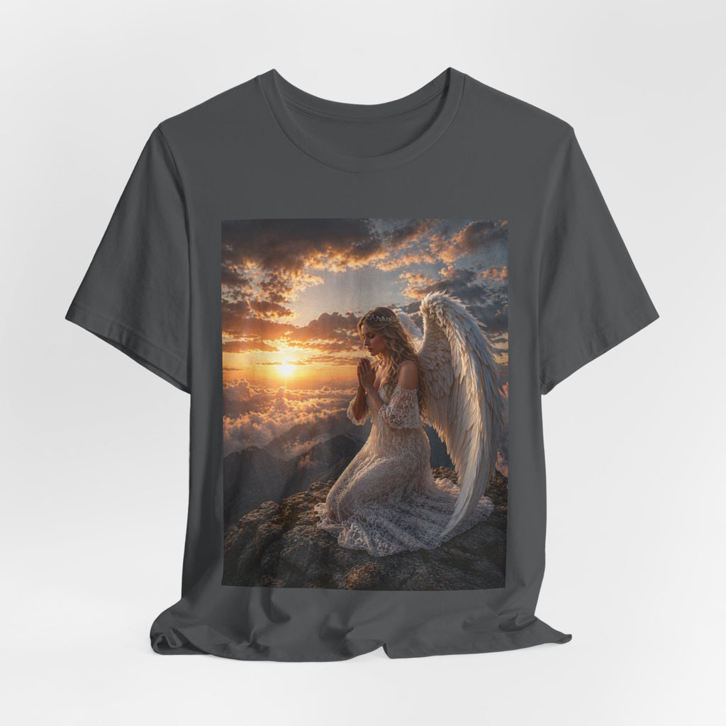 Angel Prayer T‑Shirt — Serene Winged Angel Sunset Tee