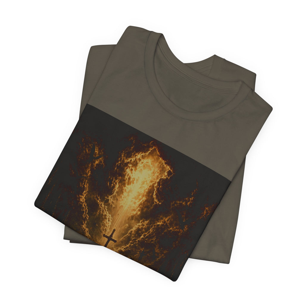 Christian Cross Flames T-Shirt — Fiery Faith Graphic Tee