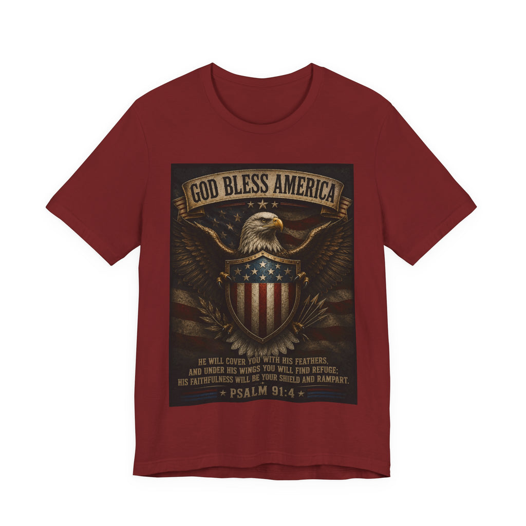 God Bless America Eagle T-Shirt – Patriotic Psalm 91:4 Graphic Tee