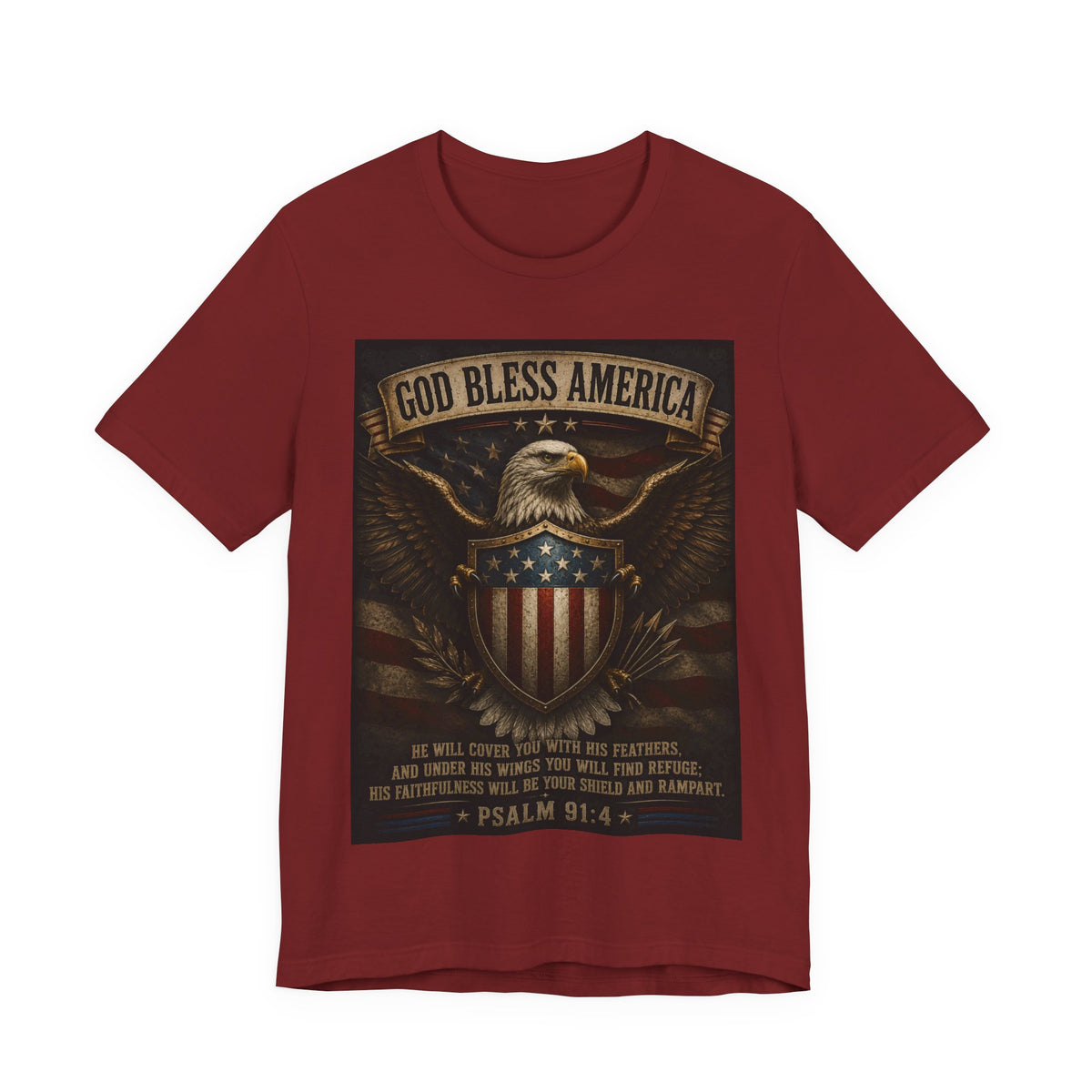 God Bless America Eagle T-Shirt – Patriotic Psalm 91:4 Graphic Tee