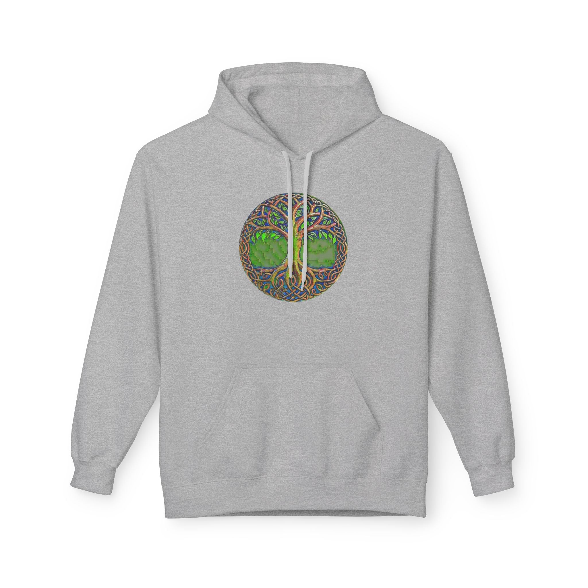 Yggdrasil Tree of Life Cotton Hoodie — Nature-Inspired Green Woodland Graphic
