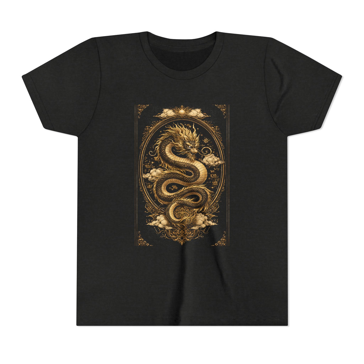 Tee-Gold Dragon Vintage Art Graphic Shirt