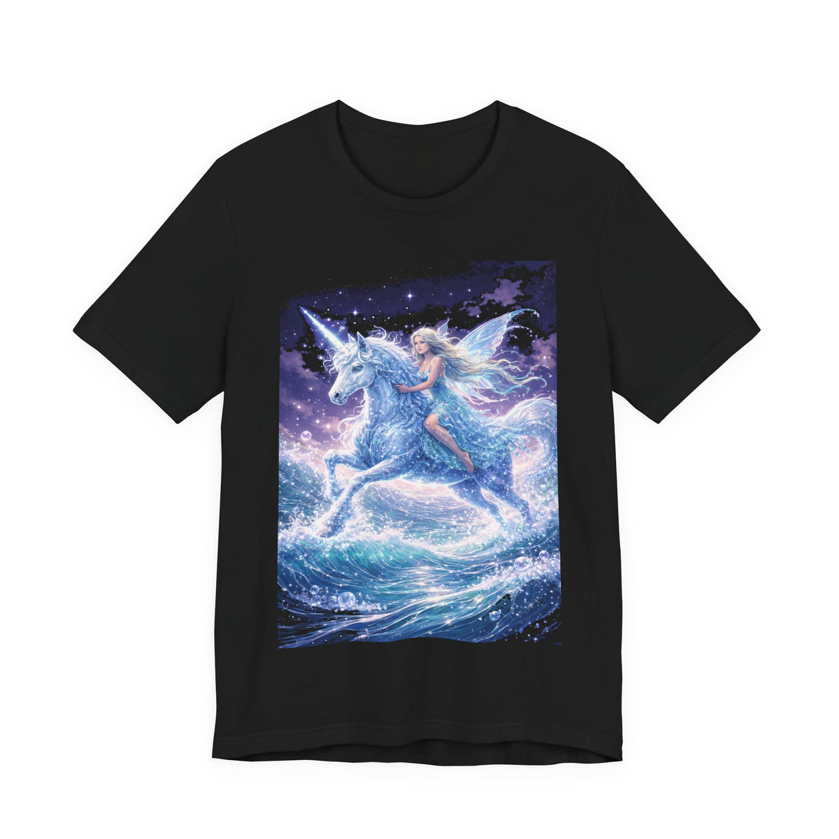 Mystical Unicorn Rider T‑Shirt – Fantasy Pegasus Night Sky Graphic Tee