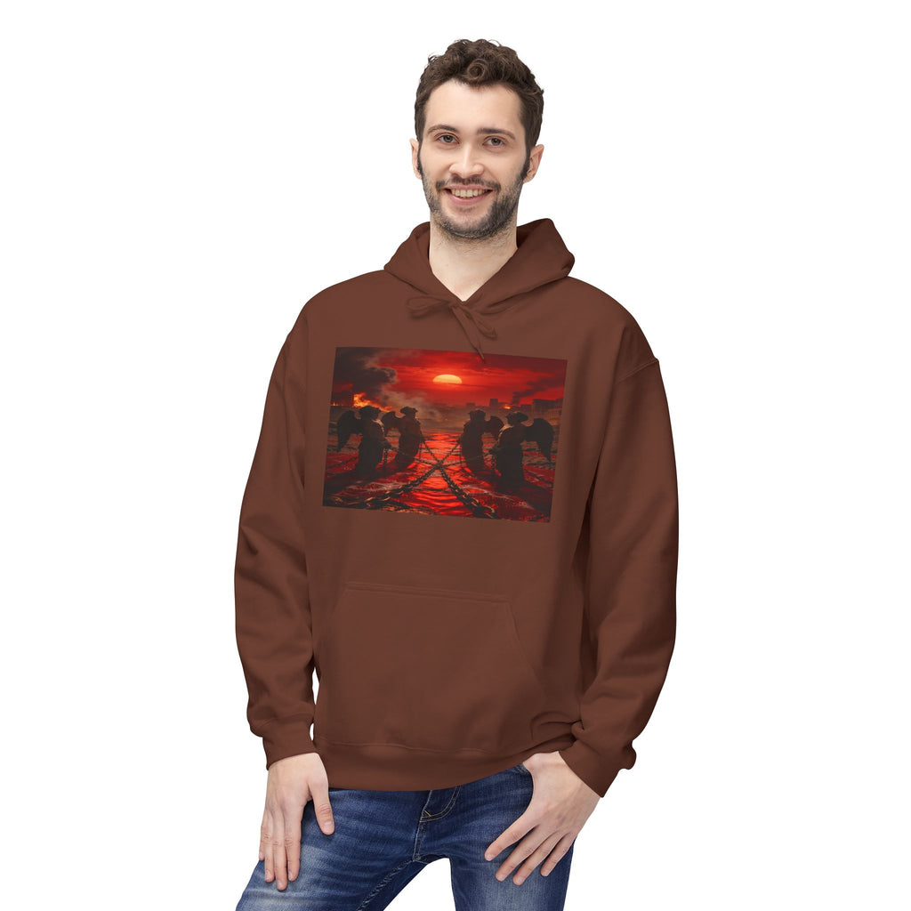 Revelation 9 reveals four fallen angels bound in the Euphrates River! Hoodie!