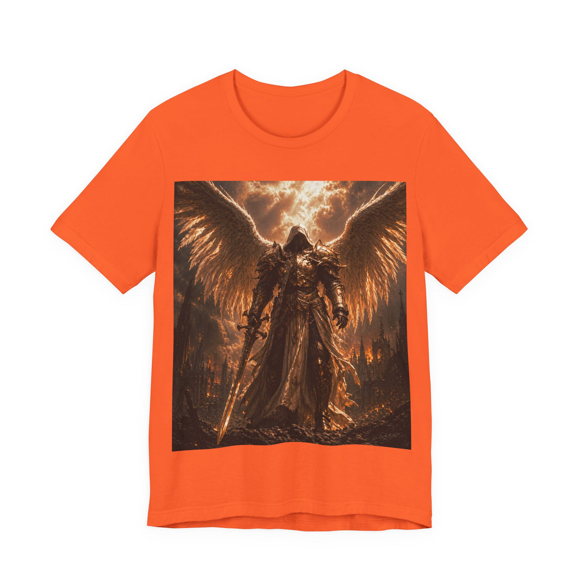Angel of Fury Graphic Tee — Dark Fantasy Winged Warrior T‑Shirt