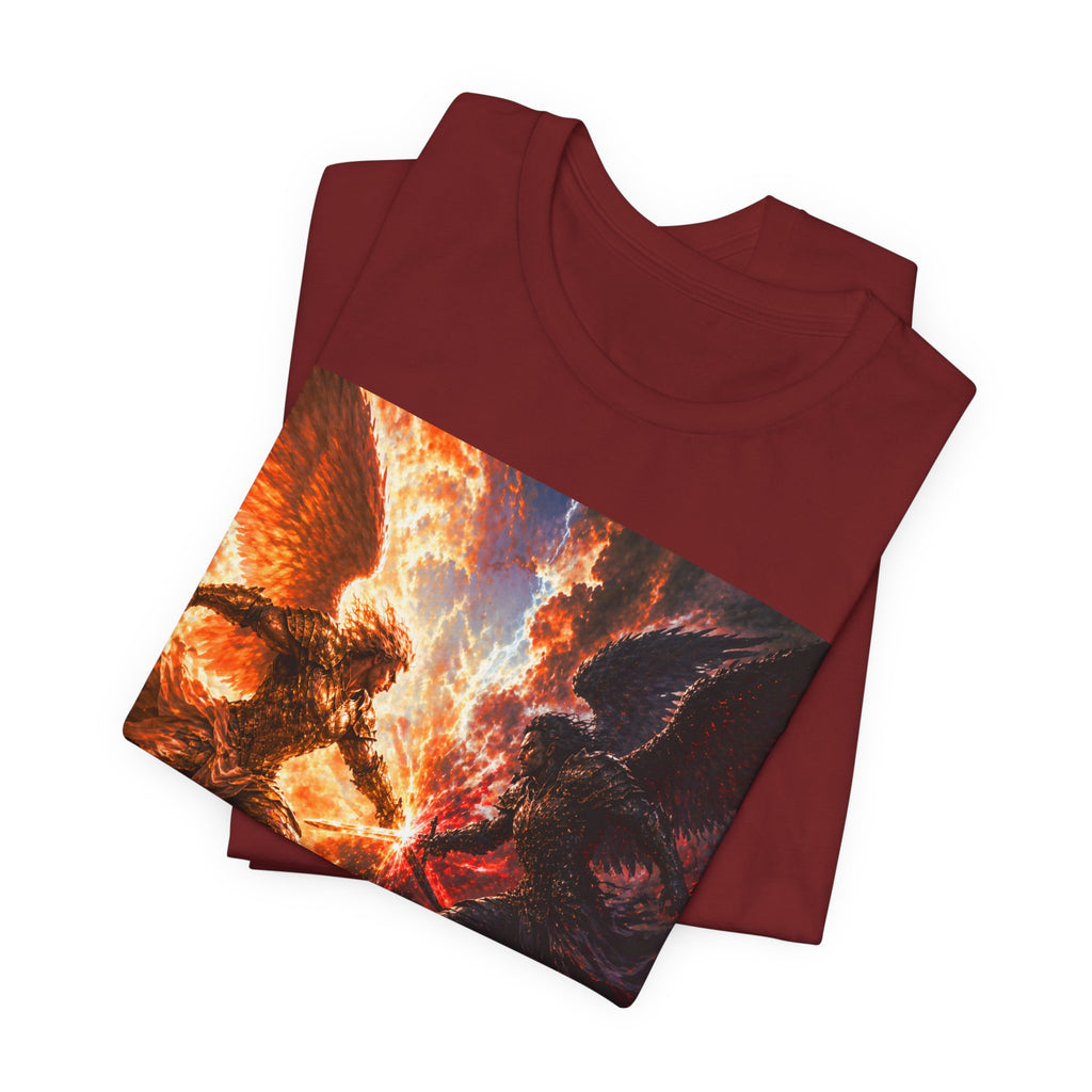 Angel vs Demon Battle T-Shirt — Fiery Fantasy Art Graphic Tee