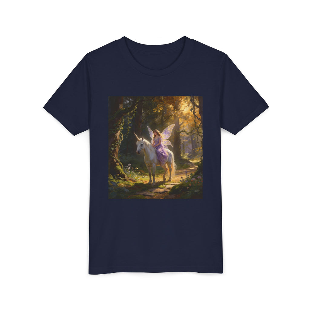 Youth Tee — Enchanted Unicorn & Fairy Forest Graphic