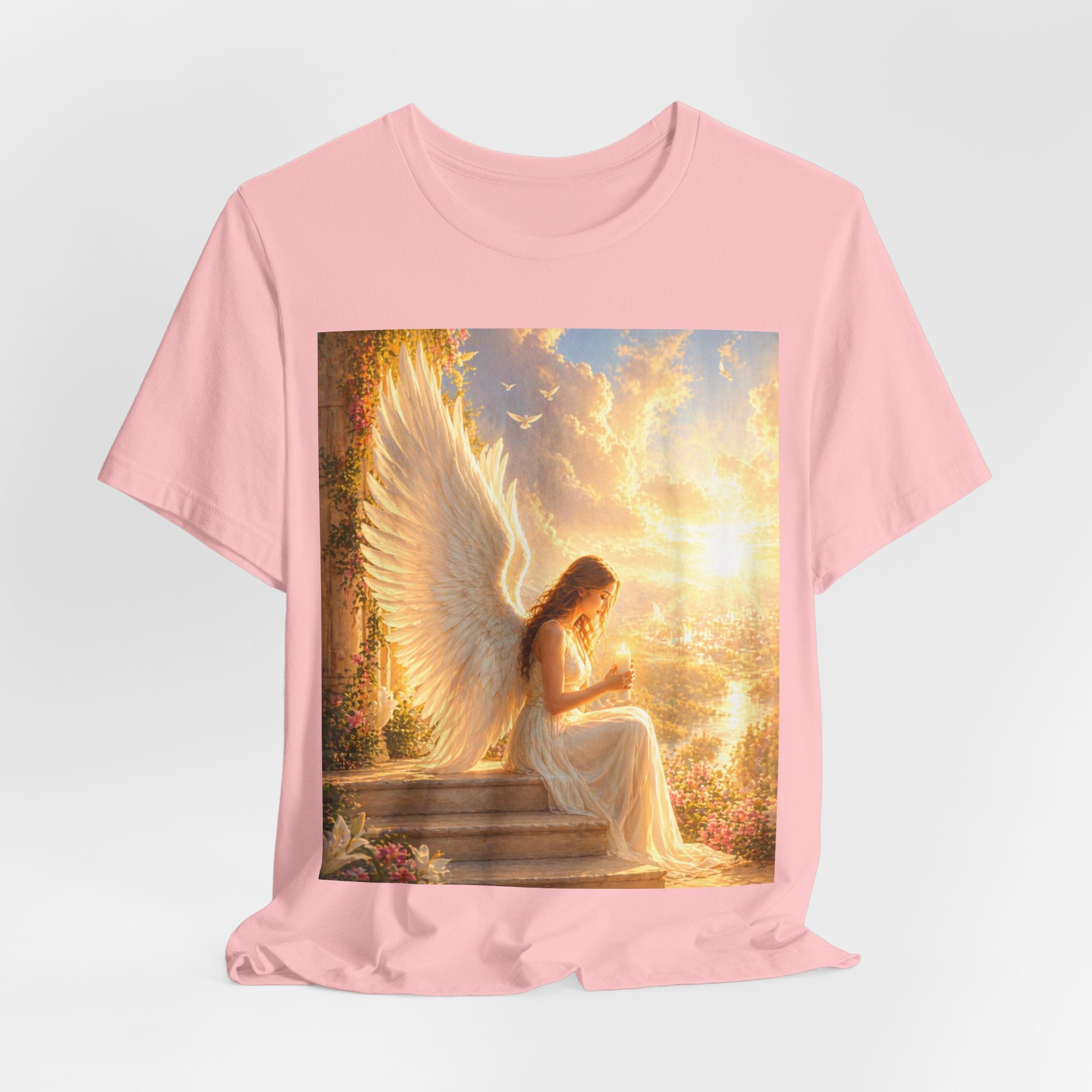 Angel Prayer T‑Shirt — Serene Winged Angel Graphic Tee for Spiritual Gifts & Memorials