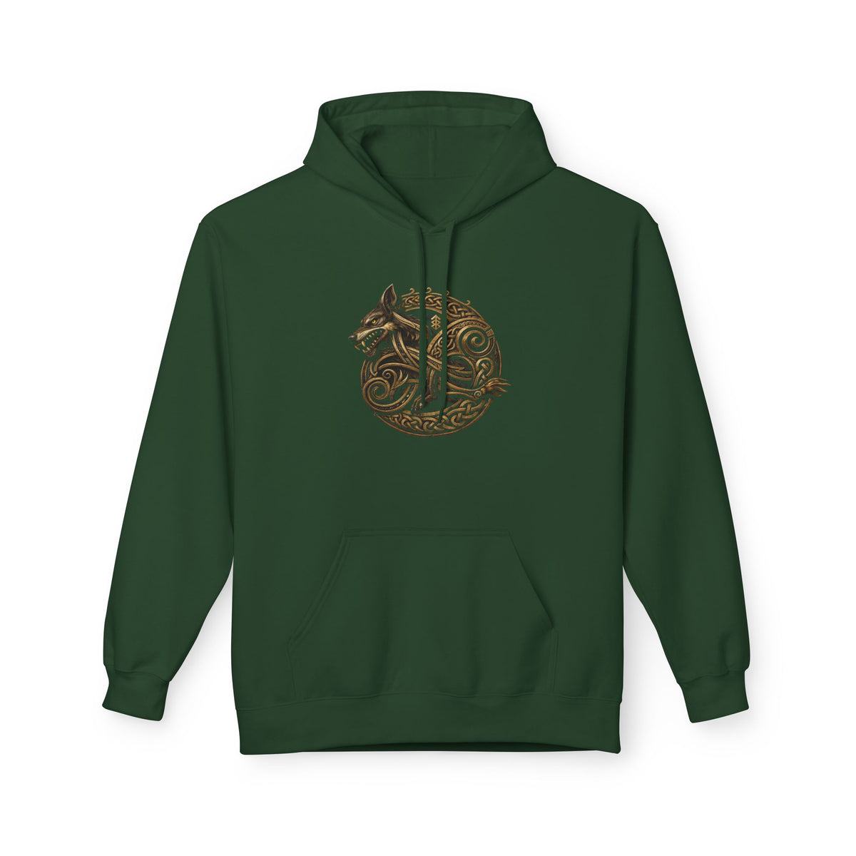Norse mythology wolve Hoodie – Earth-Tone Celtic Wolf Graphic Pullover