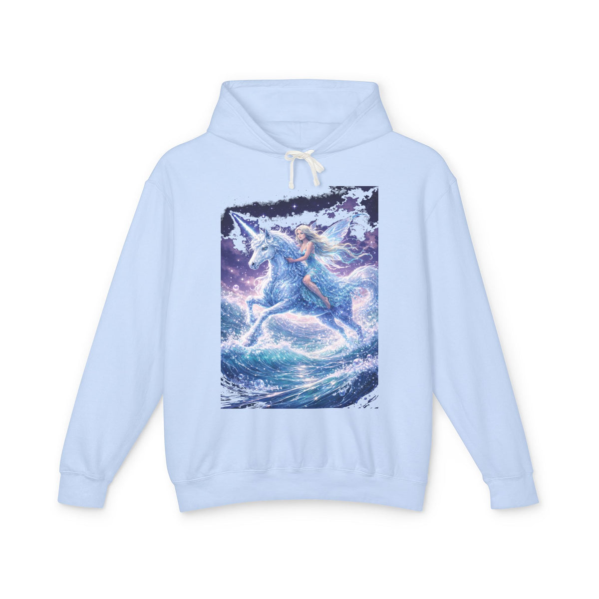 Pegasus Ride Hoodie — Mystical Blue Unicorn Horse Graphic Sweatshirt