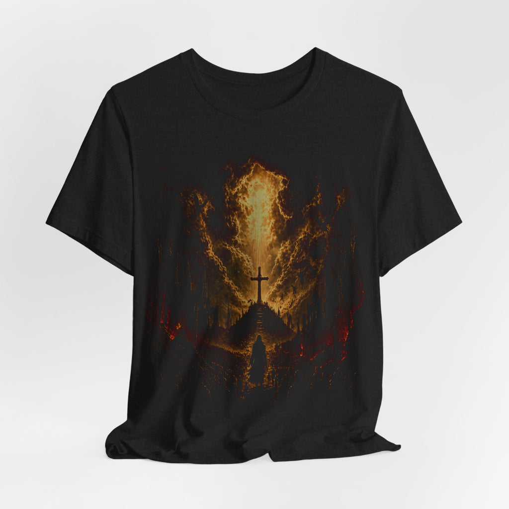 Fiery Cross Mountain Tee — Christian Faith Graphic T‑Shirt