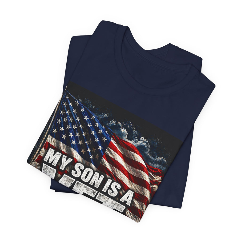 My Son Is A Vet T‑Shirt — Patriotic American Flag Tee for Proud Parents