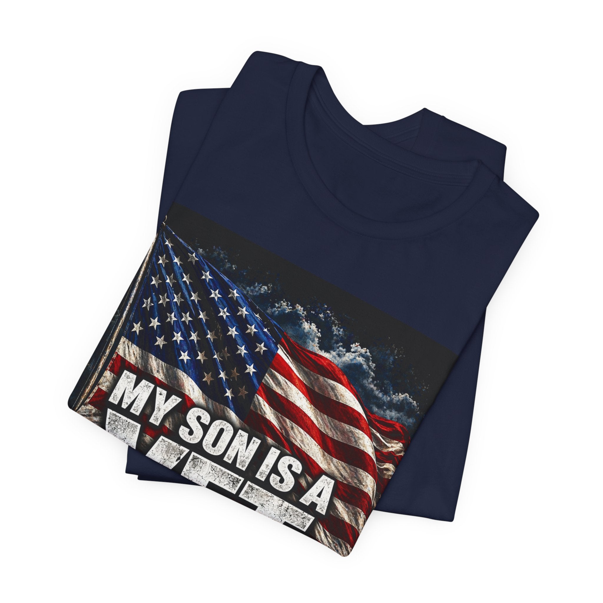 My Son Is A Vet T‑Shirt — Patriotic American Flag Tee for Proud Parents
