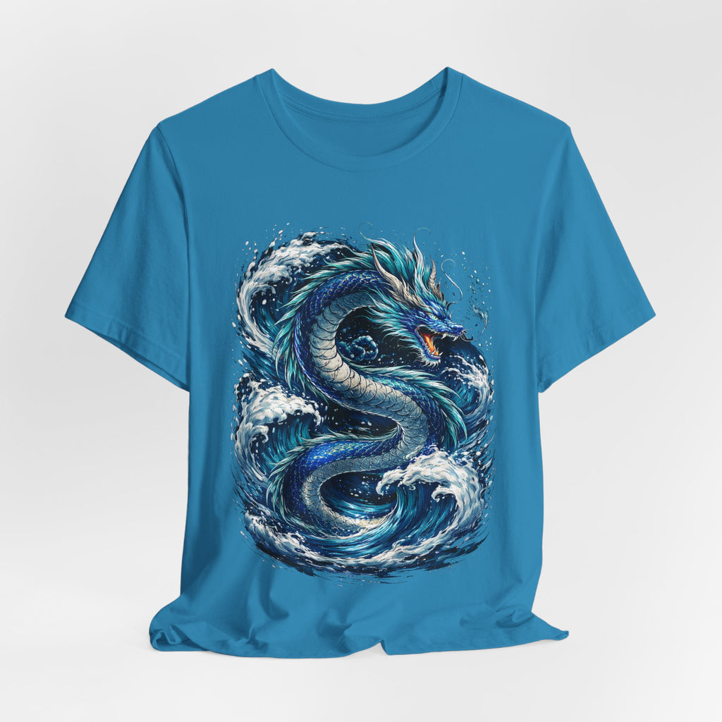 Ocean Dragon Graphic Tee — Blue Wave Serpent T-Shirt