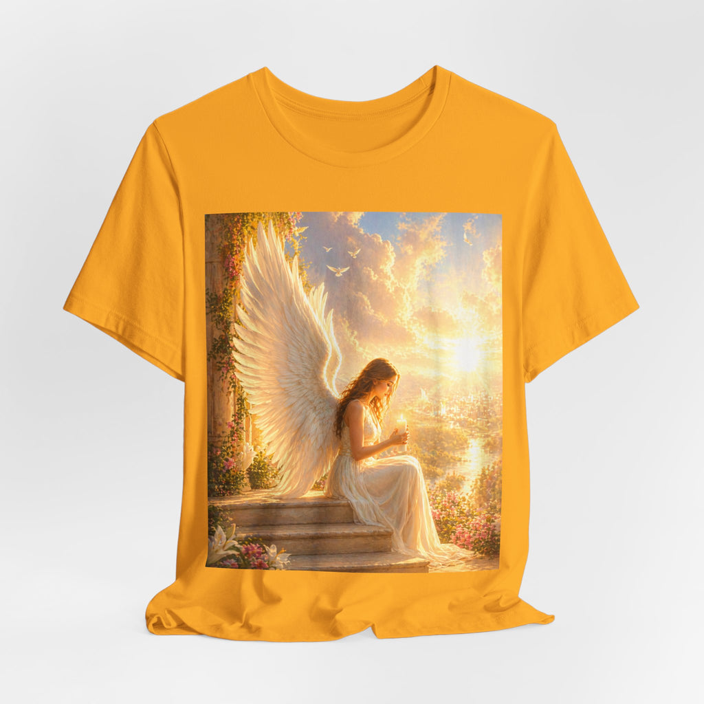 Angel Prayer T‑Shirt — Serene Winged Angel Graphic Tee for Spiritual Gifts & Memorials