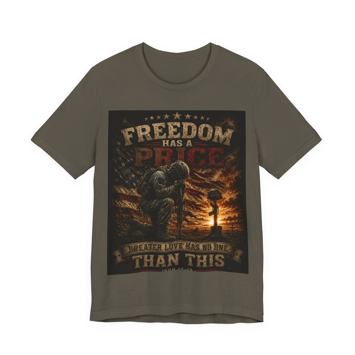 Freedom Has A Price Military Tribute T-Shirt – Fallen Soldier Battlefield Memorial Tee