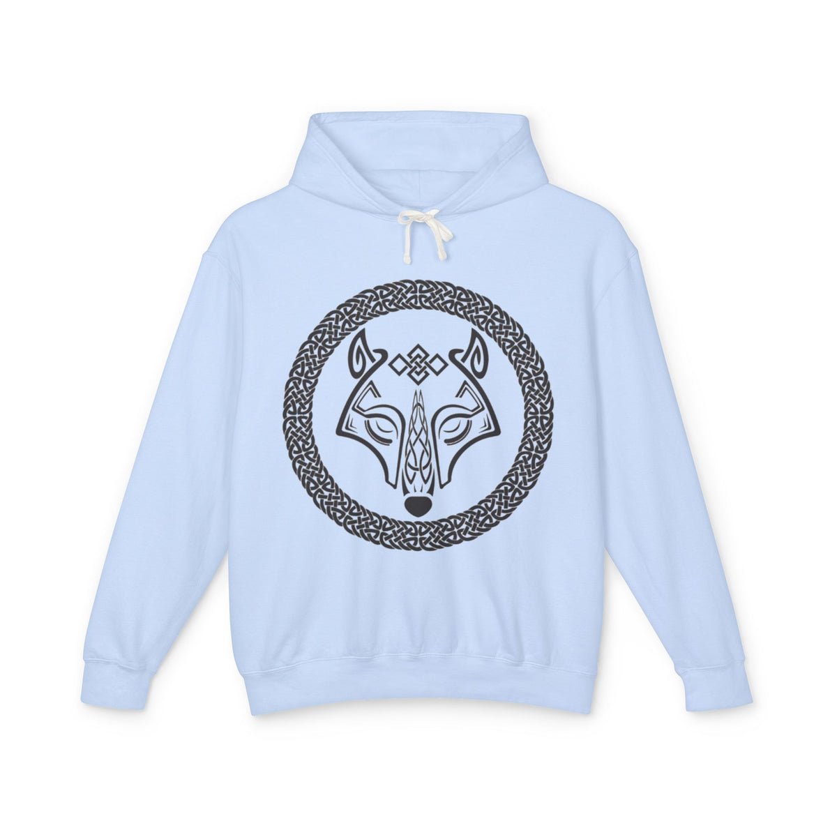 Viking Wolf Rune Hoodie — Norse Knotwork Fox/Wolf Circle Graphic Hoodie