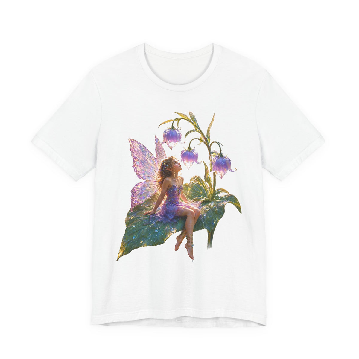 Fairy Garden T‑Shirt — Watercolor Fairy on Bellflower Tee