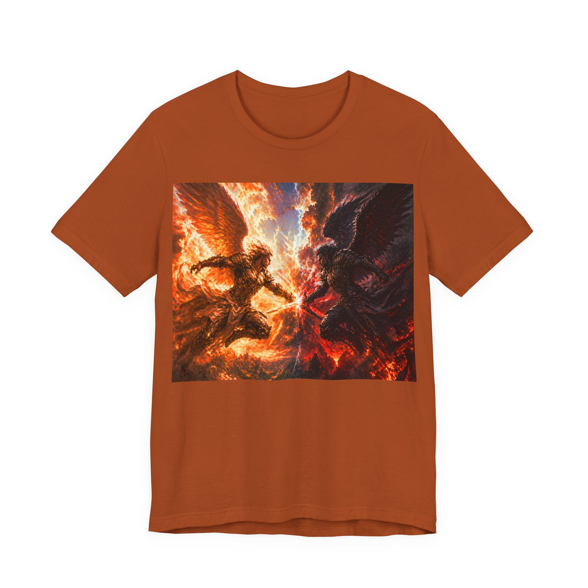 Angel vs Demon Battle T-Shirt — Fiery Fantasy Art Graphic Tee