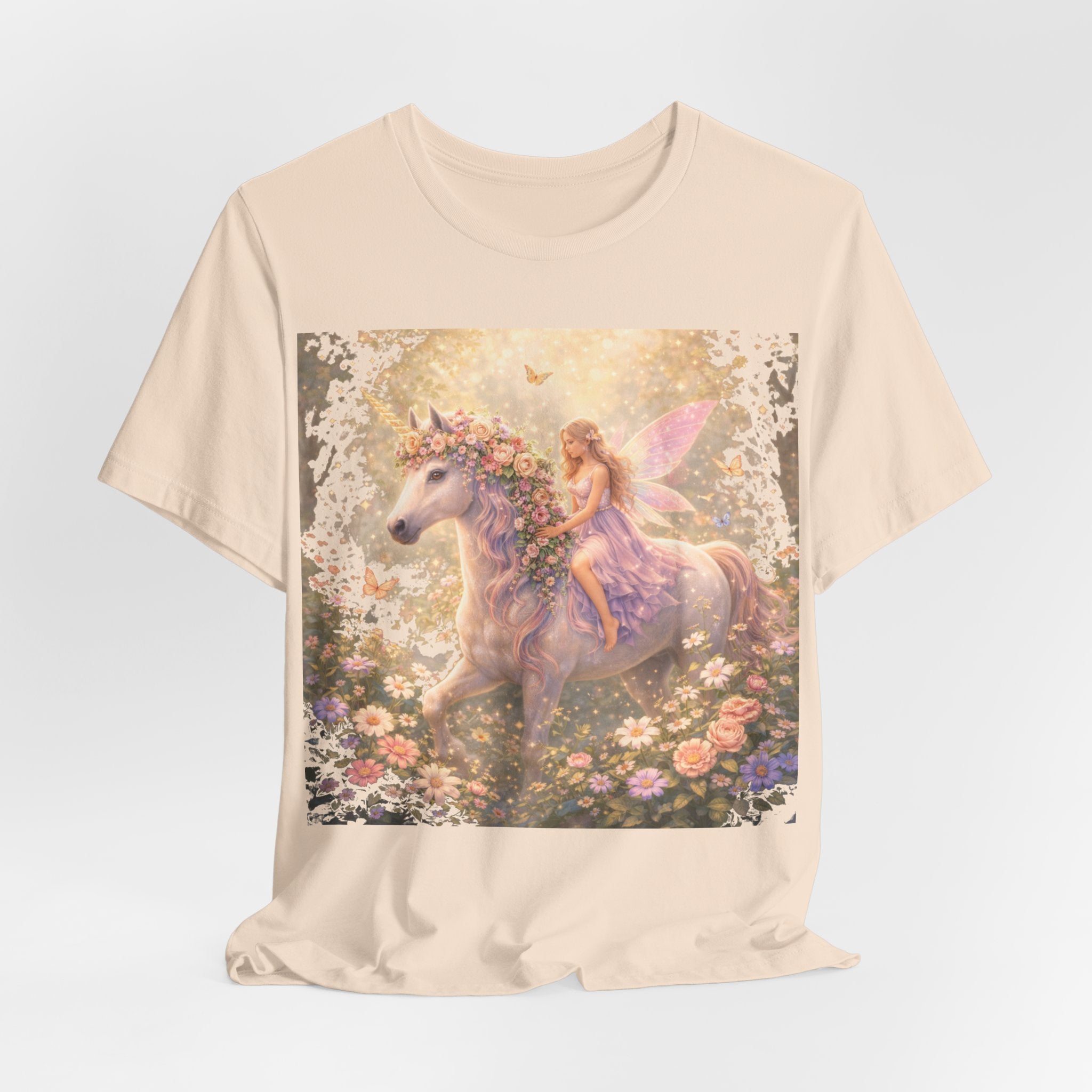 Fairy and Unicorn Tee — Whimsical Garden Fantasy T-Shirt
