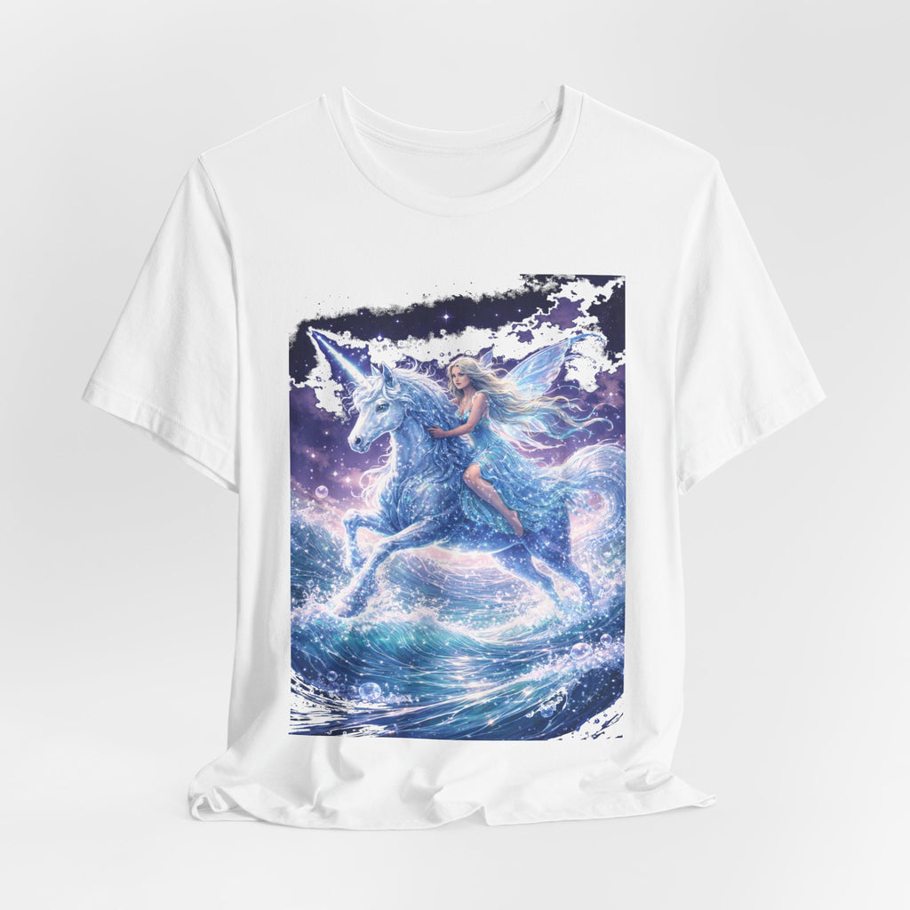 Mystical Unicorn Rider T‑Shirt – Fantasy Pegasus Night Sky Graphic Tee