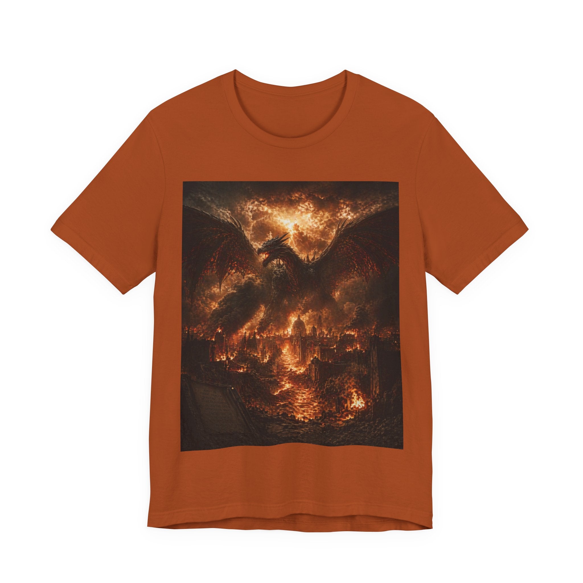 Demonic Dragon Fire End of times Tee — Dark Graphic Shirt of the final battel betten Satan and Miichael the arch angel